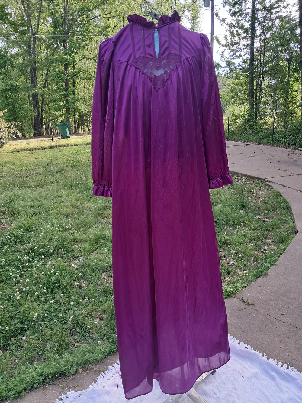 Vintage Purple Long Nightgown with Lace Yoke - Picture 1 of 10
